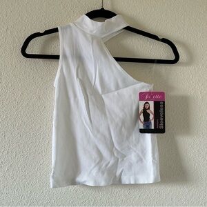 Suzette Half Sleeve Mock Neck White Tank Top Juniors OS NWT